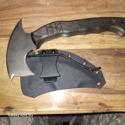 Customer photo review of Handmade tomahawk "Dakuri" with tribal engraving