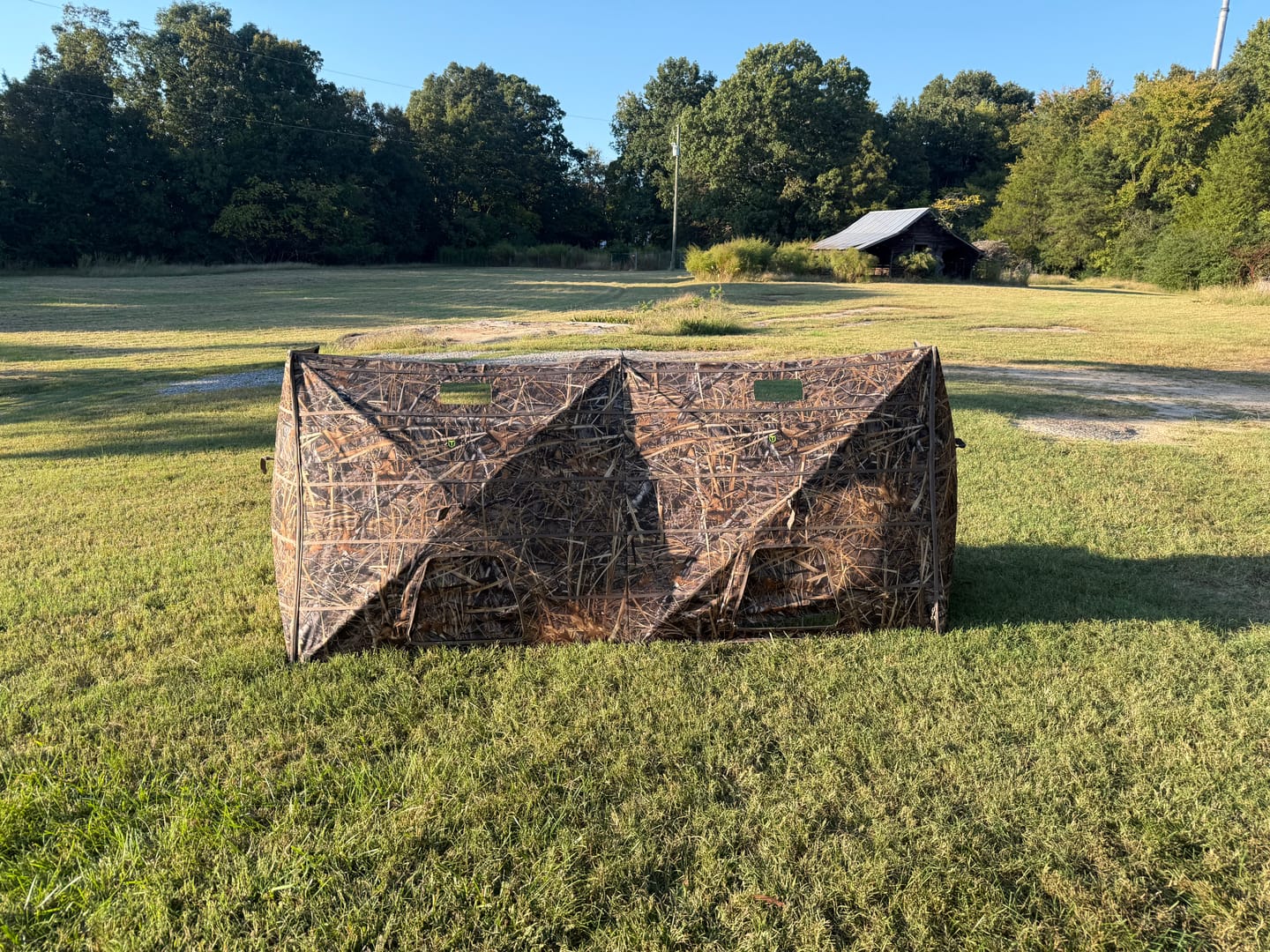Customer photo review of Modular Panel Hunting Blind | A-Frame Pop Up Duck & Goose Blinds | Portable 3-4 Person Waterfowl Ground Blind Camo
