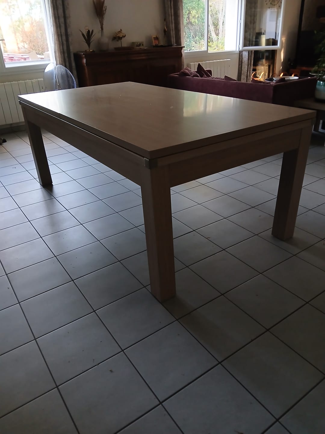 Customer photo review of Table à manger convertible en billard hêtre - 7FT