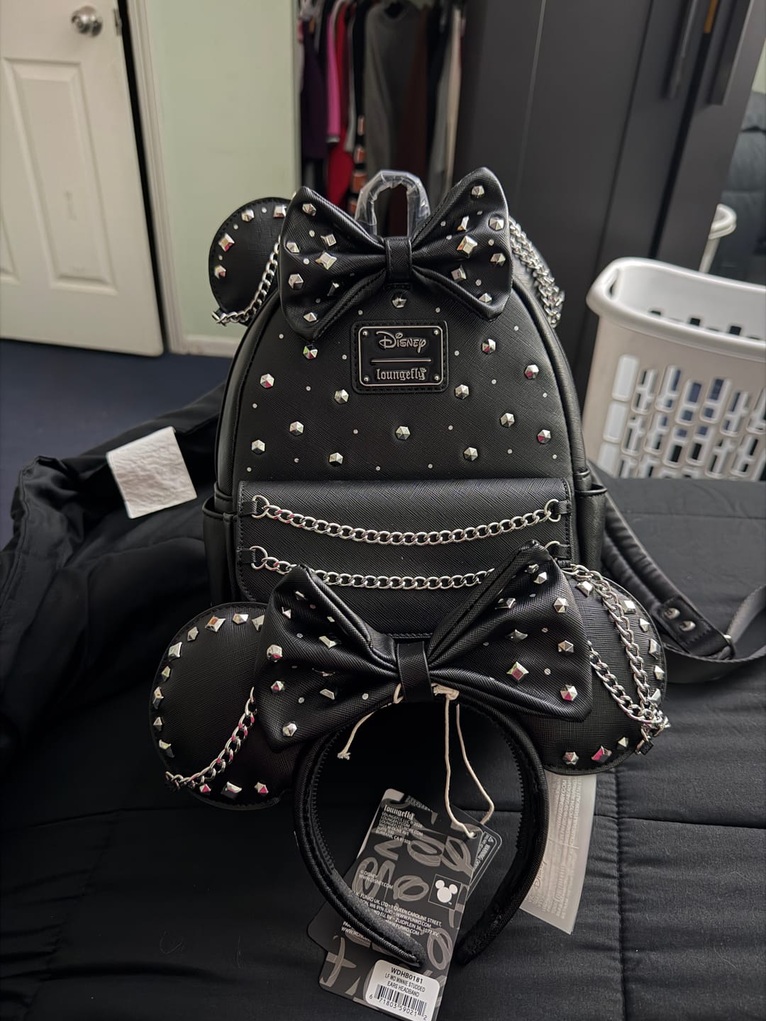 Customer photo review of Loungefly Disney Minnie Mouse Studs & Chains Mini Backpack