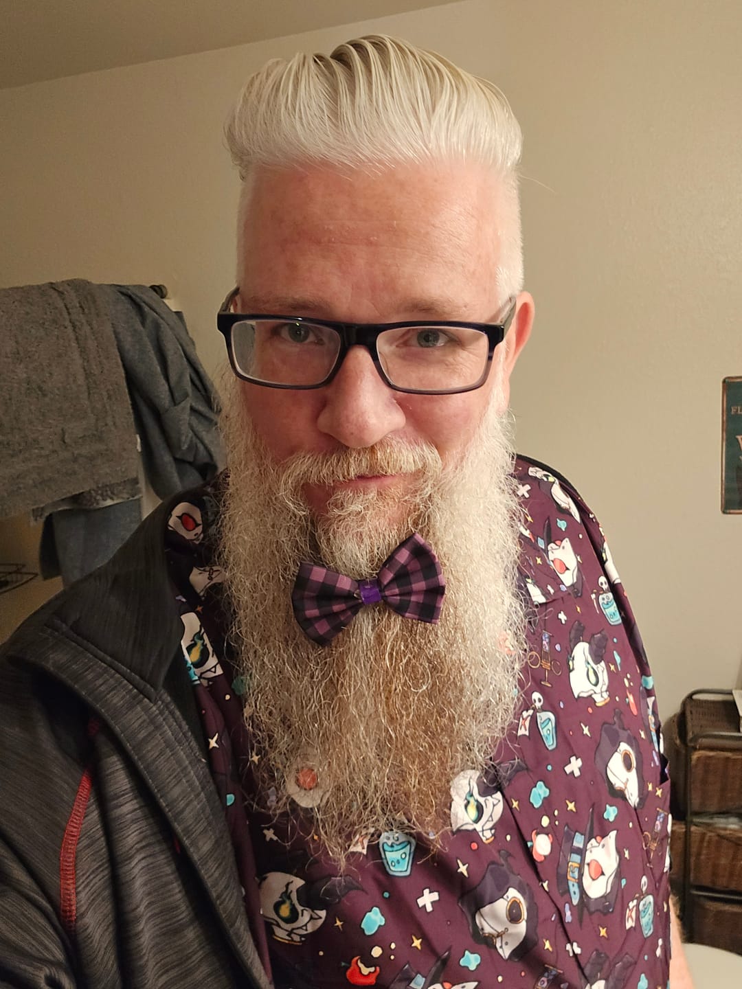 Customer photo review of Plague Doctor Purple Button Up Shirt