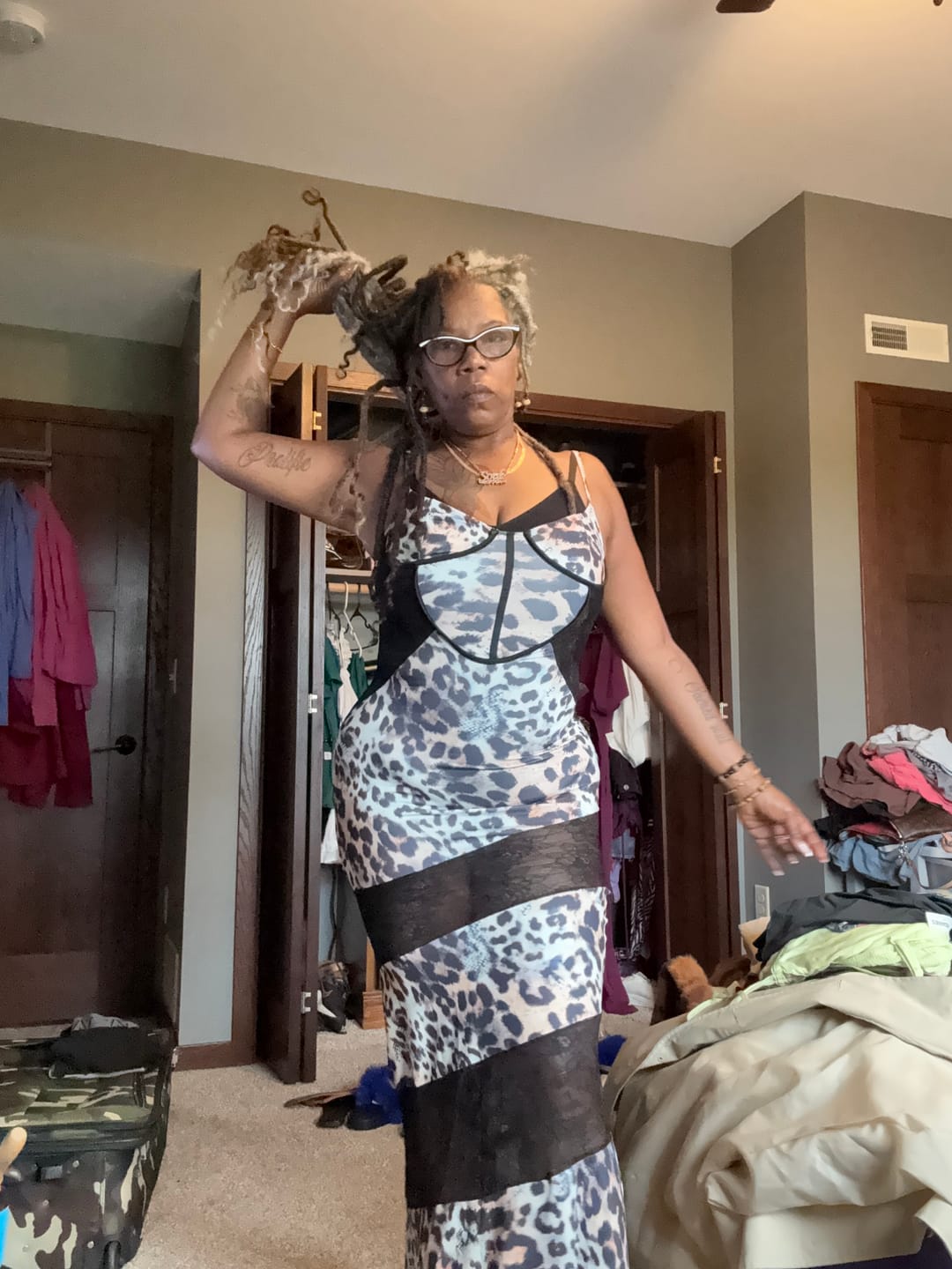 Customer photo review of Leopard Lace Corset Maxi