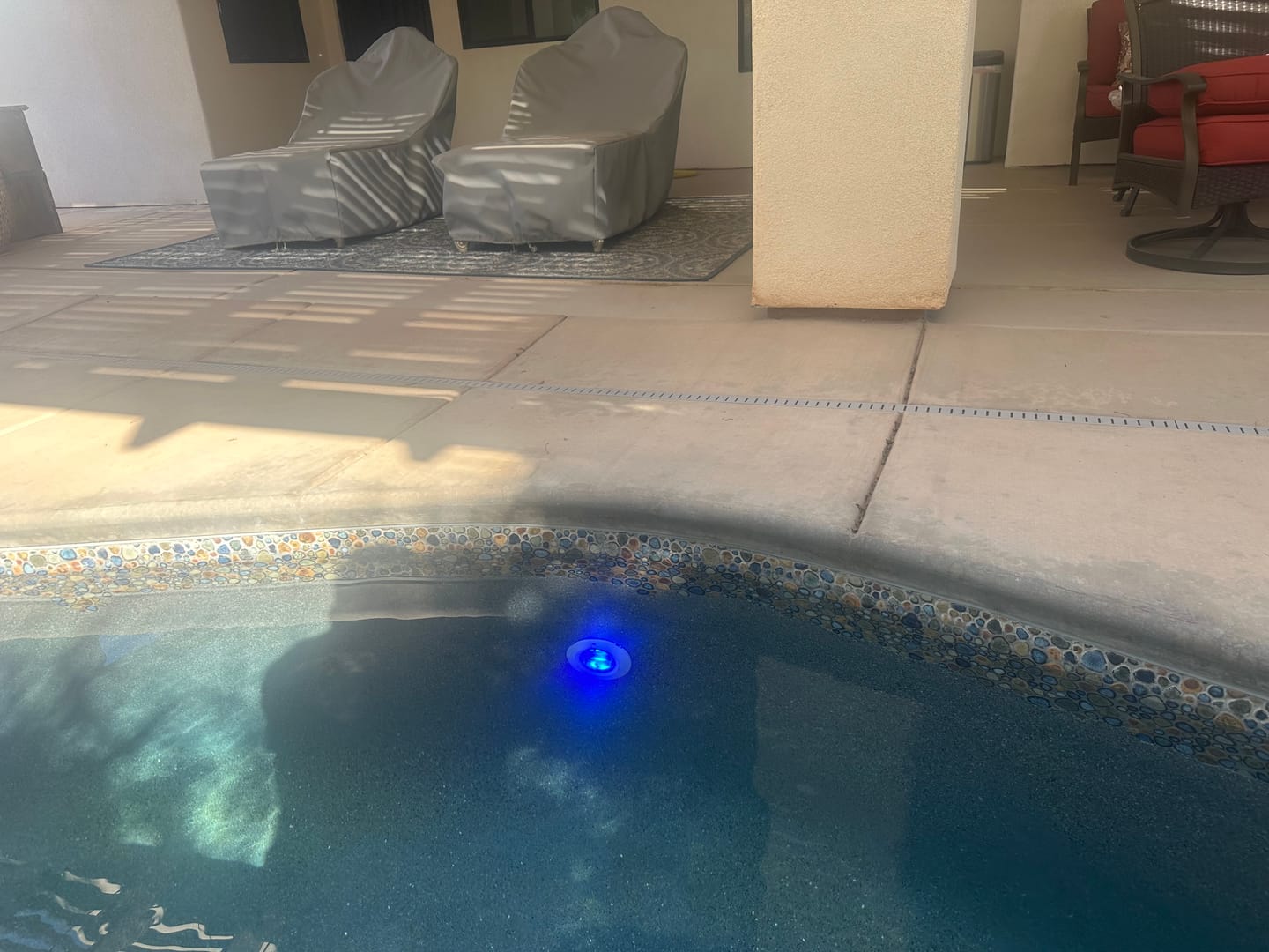 Customer photo review of Hayward Universal ColorLogic 2.0 Multi-Color LED Pool Light, 12–15V, 54W, 150' Cord, Thermoplastic Trim | LPCUS22150
