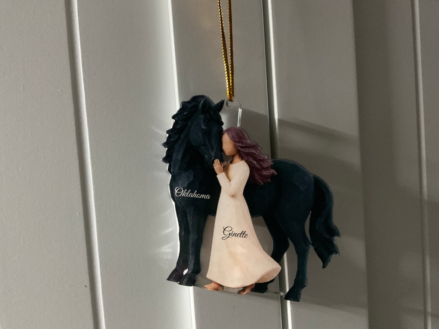Customer photo review of Girl Standing With Horse - Personalized Acrylic Car Ornament