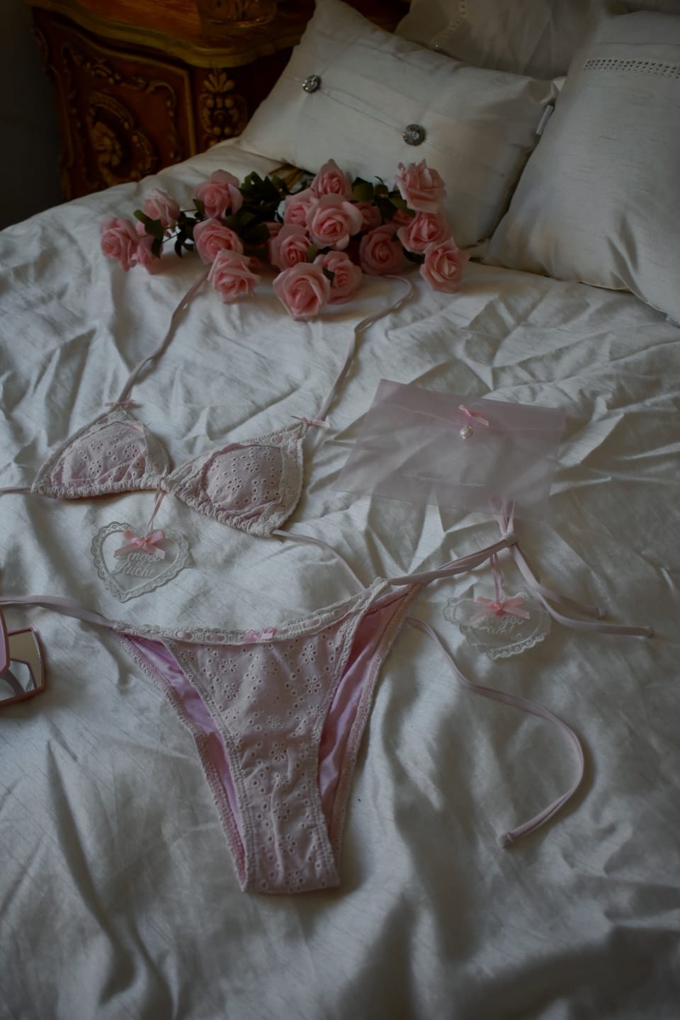 Customer photo review of Coquette Cotton Eyelet Bikini Bottom (Pink)
