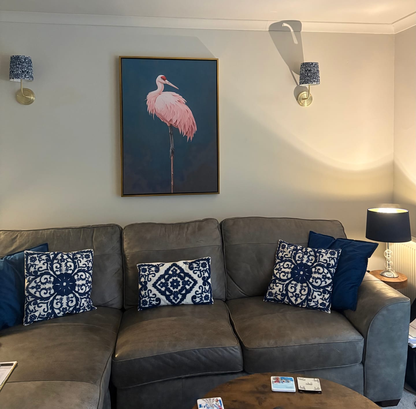 Customer photo review of Pink Crane on Blue Print