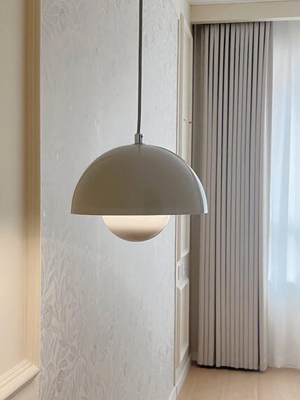Customer photo review of Flowerpot Pendant Light, Dual-Dome Aluminum Shade, Hardwired Ceiling Fixture