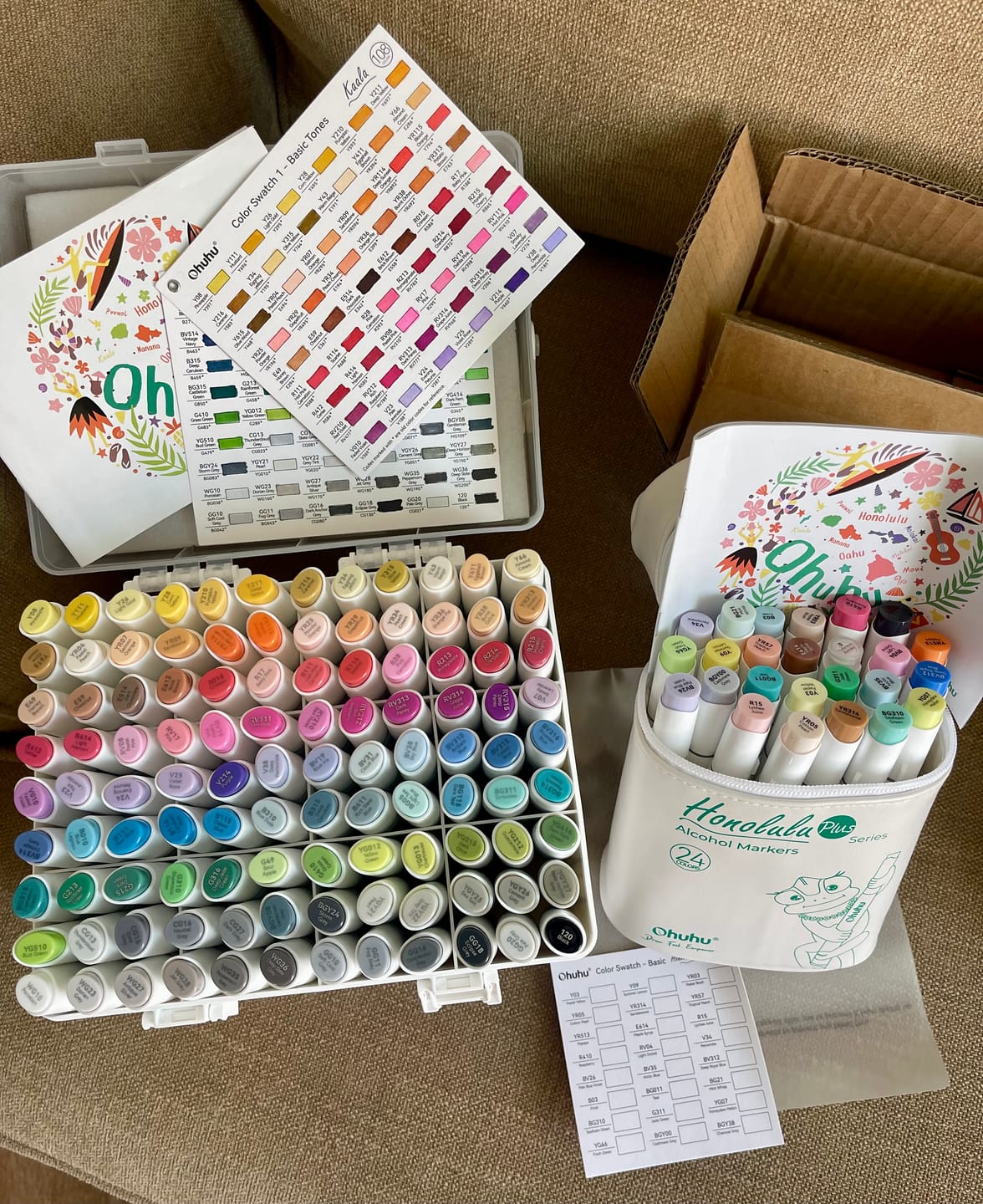 Customer photo review of Ohuhu Honolulu 120 Colors Dual Tips Alcohol Art Markers (New Color Codes)
