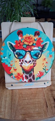 Customer photo review of Peinture par Numéro sur Disque en bois - Girafe fantaisie et fleurs