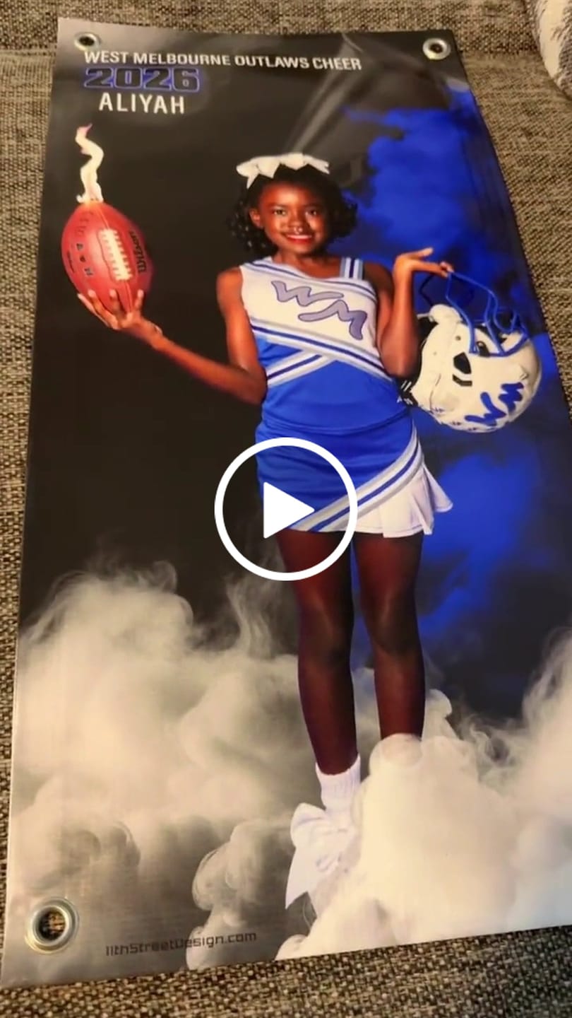 Customer video review of Custom Sports Banner - Sports Legends Cheer
