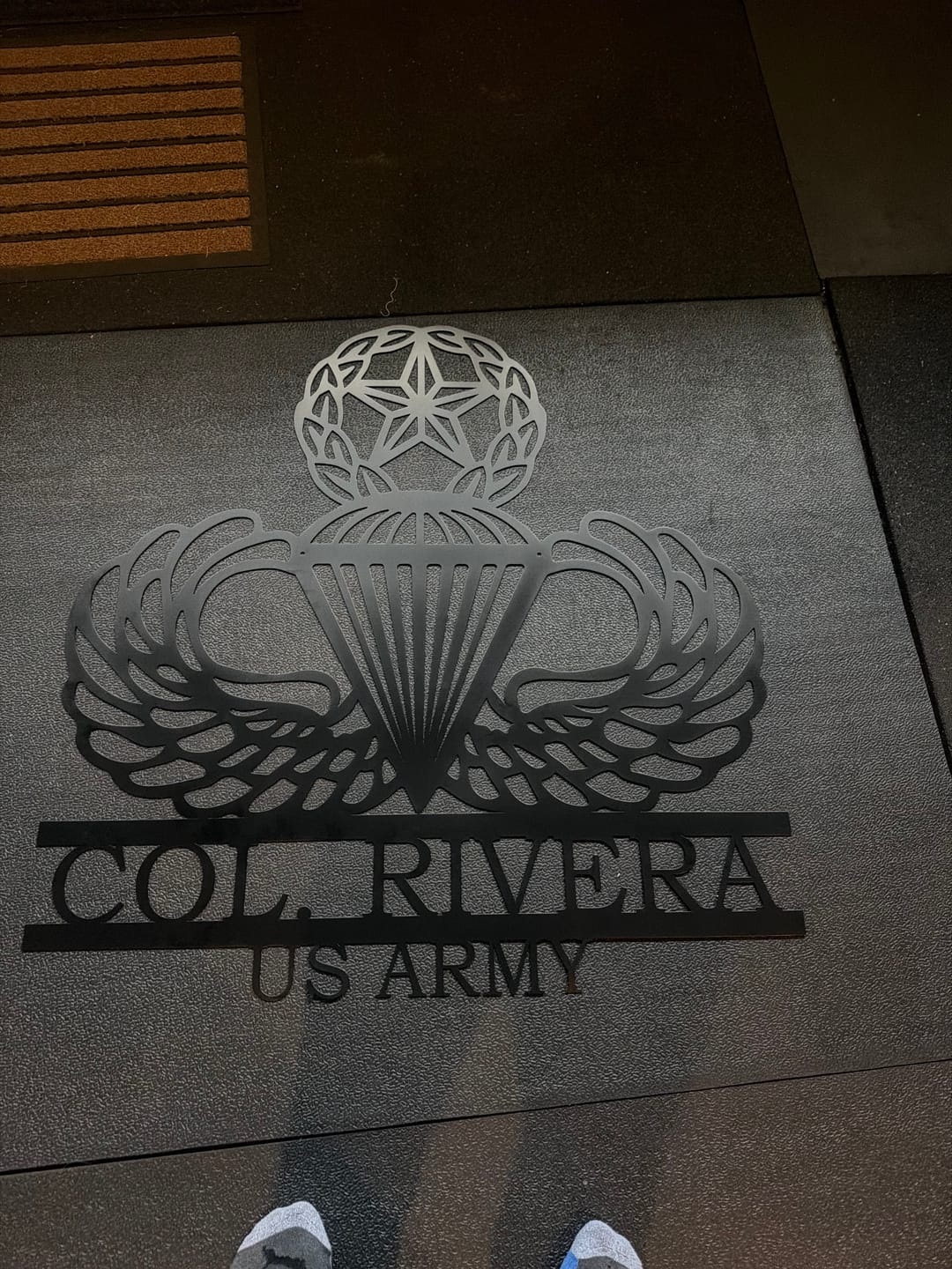Customer photo review of Airborne Master Parachutist Wings Personalized Metal Sign with Rank and Name