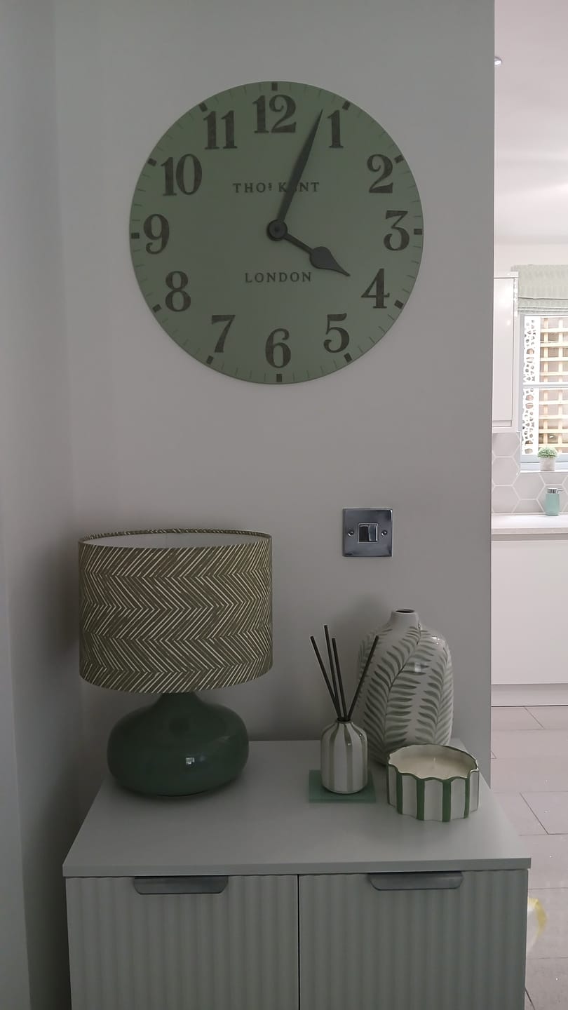 Customer photo review of Thomas Kent London. Arabic Wall Clock 20" (51cm) Pearl Green **Free, Next Day Delivery