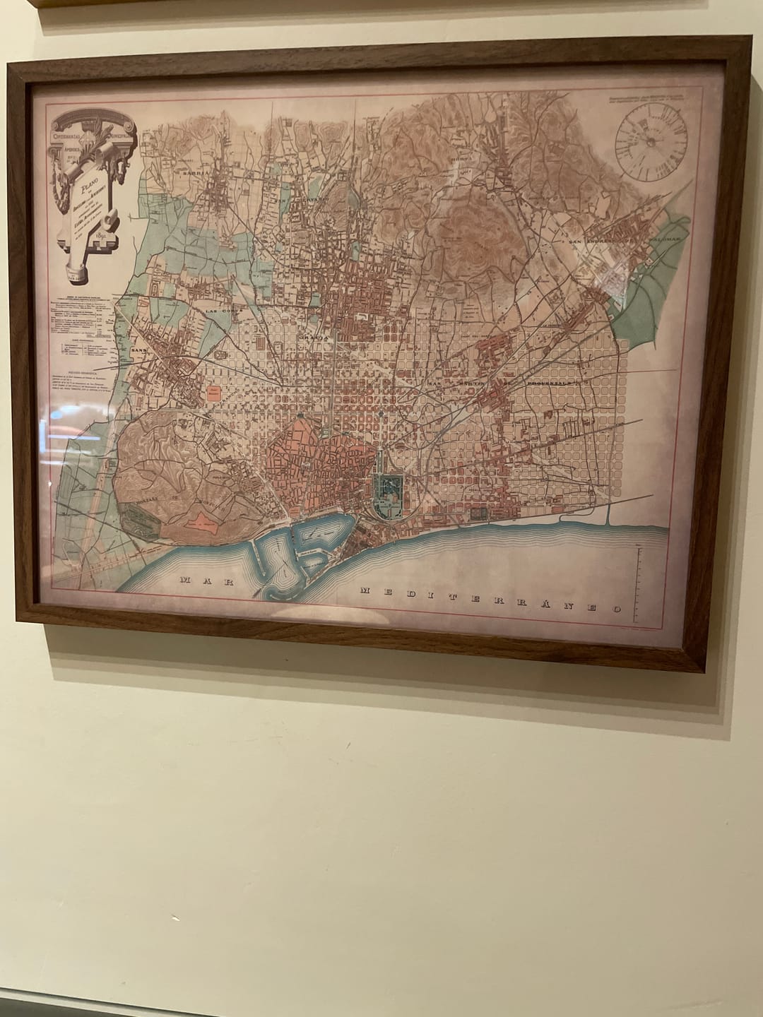 Customer photo review of Old Map of Barcelona, 1891 by DJM Serra - Sagrada Família, Gothic Quarter, Cathedrals, Parks, Las Ramblas, Streets