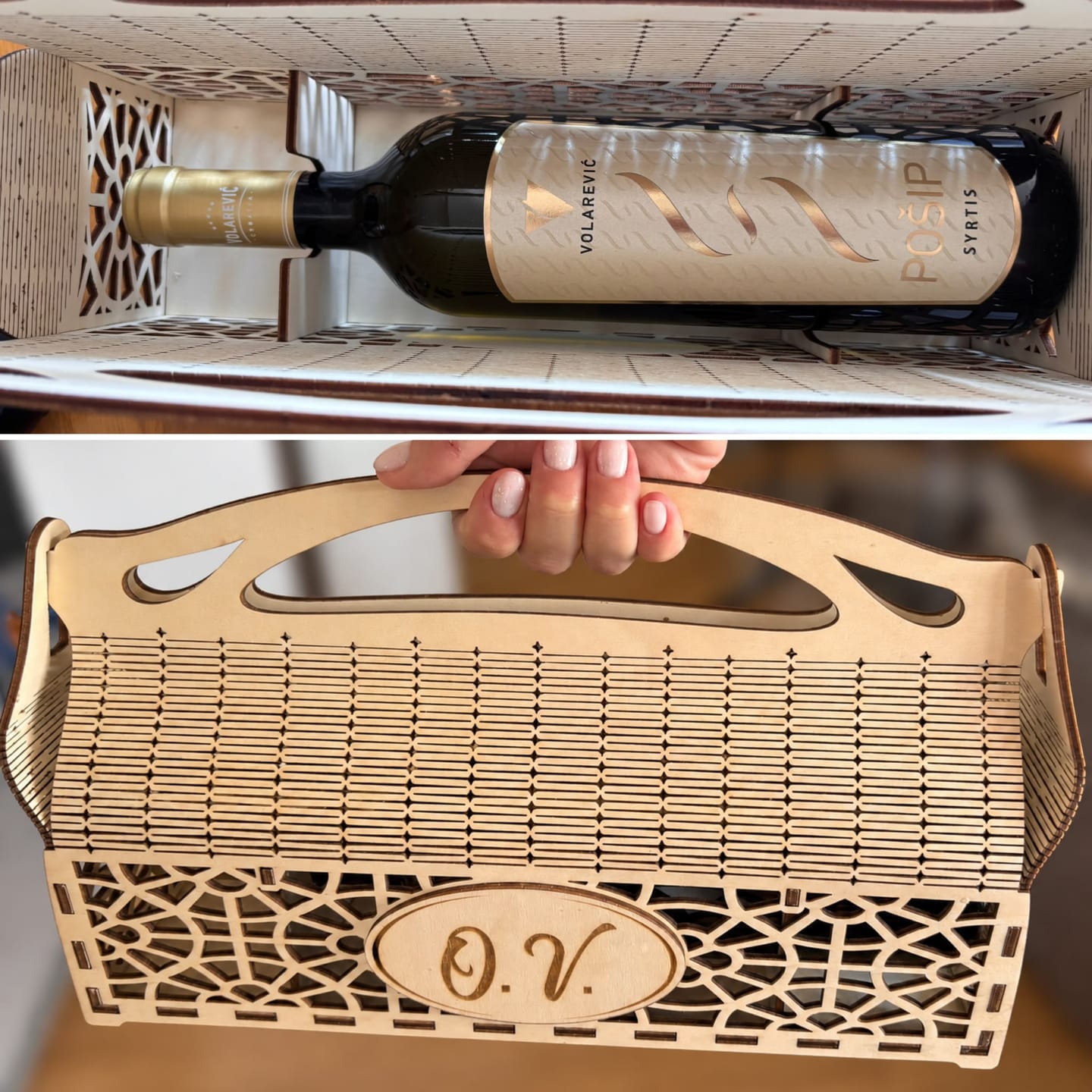 Customer photo review of 6 Laser Cut Wine Bottle Gift Box SVG