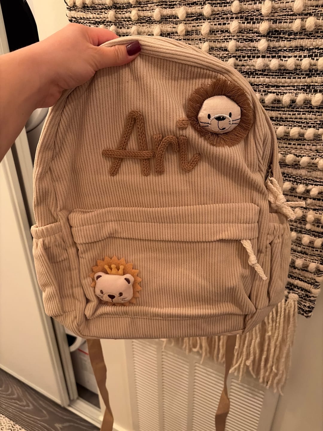 Customer photo review of K&C - Personalized Knitted Backpack