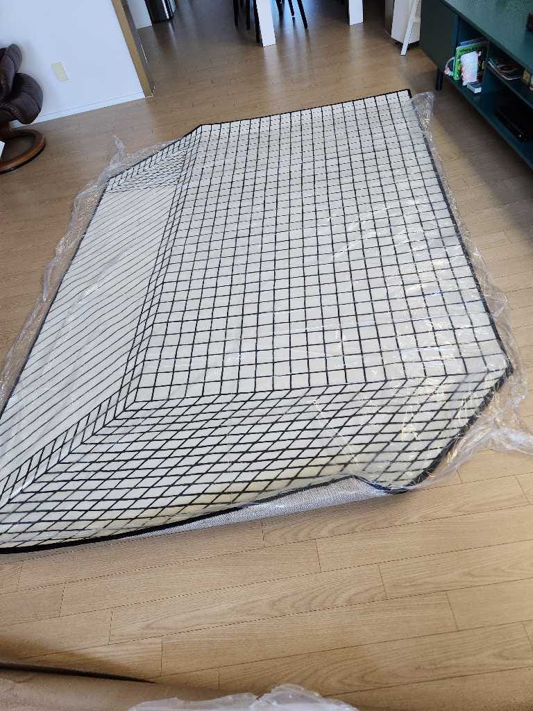 Customer photo review of Quaderna Carpet 150 - Check handmade New Zealand wool rug