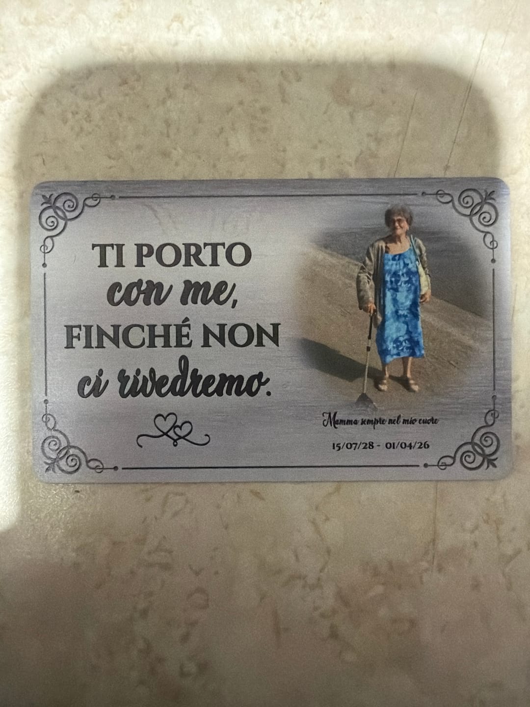 Customer photo review of Per sempre con te - Tessera personalizzata da portafoglio