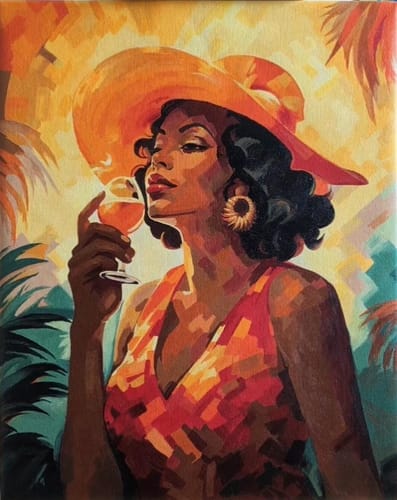 Customer photo review of Femme buvant un verre Art Déco
