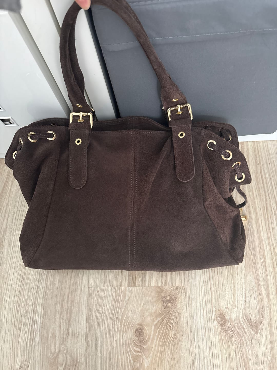Customer photo review of Suède Muse bag espresso