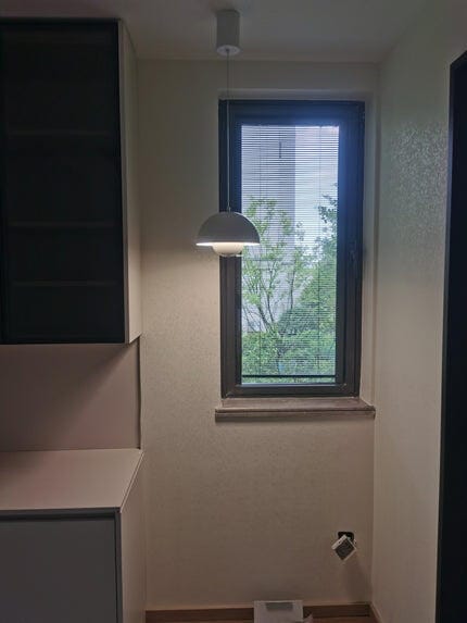 Customer photo review of Flowerpot Pendant Light, Dual-Dome Aluminum Shade, Hardwired Ceiling Fixture