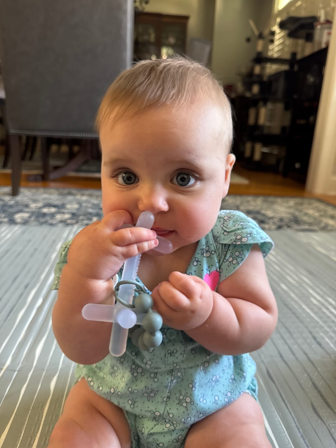 Customer photo review of The best baby teether: 1-pack clear silicone teether