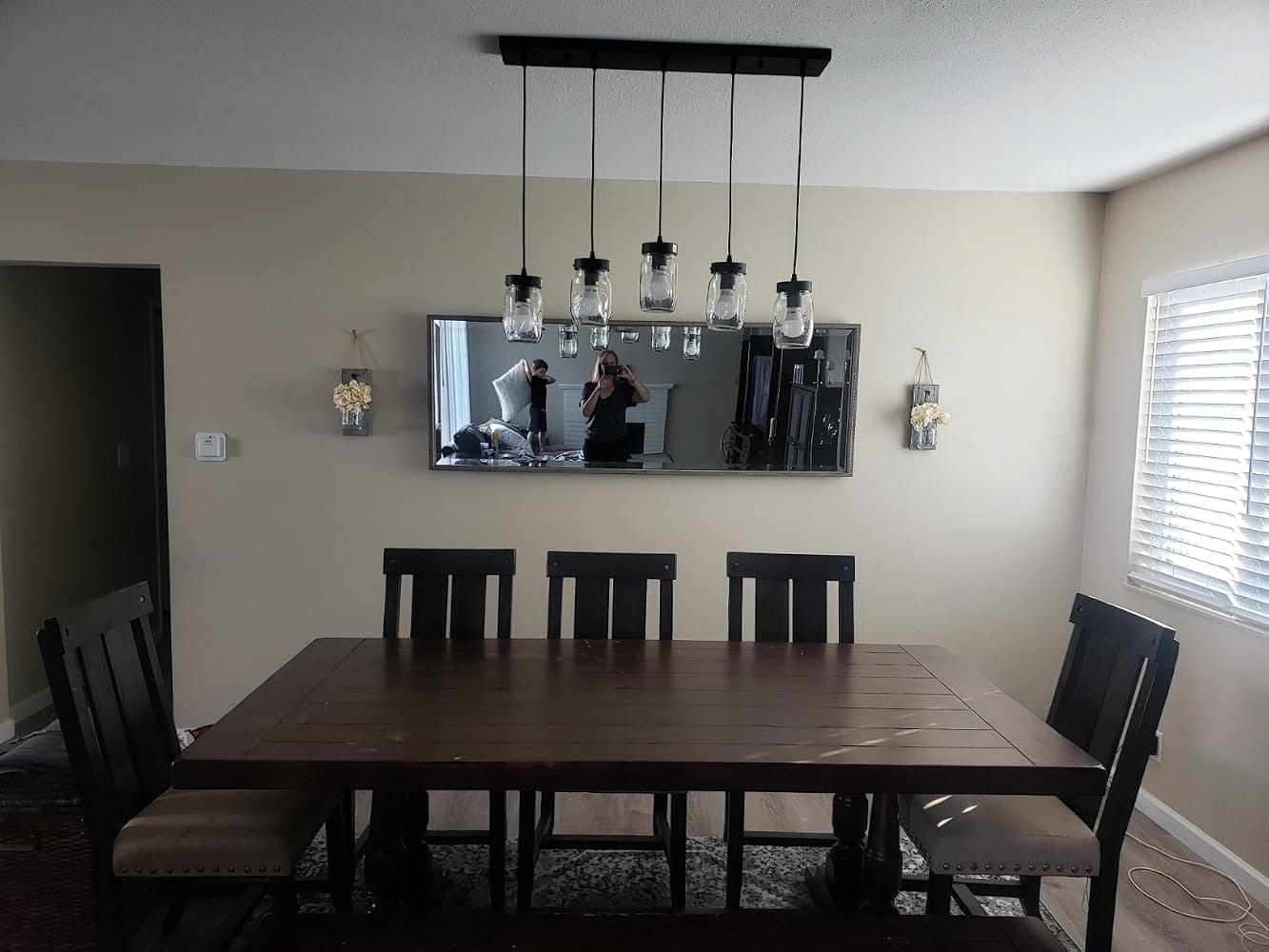 Customer photo review of 5 Light Hanging Bar with Glass Jar Shades
