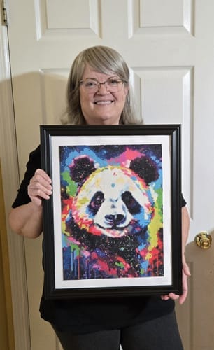 Customer photo review of Broderie Diamant - Panda Coloré Abstrait