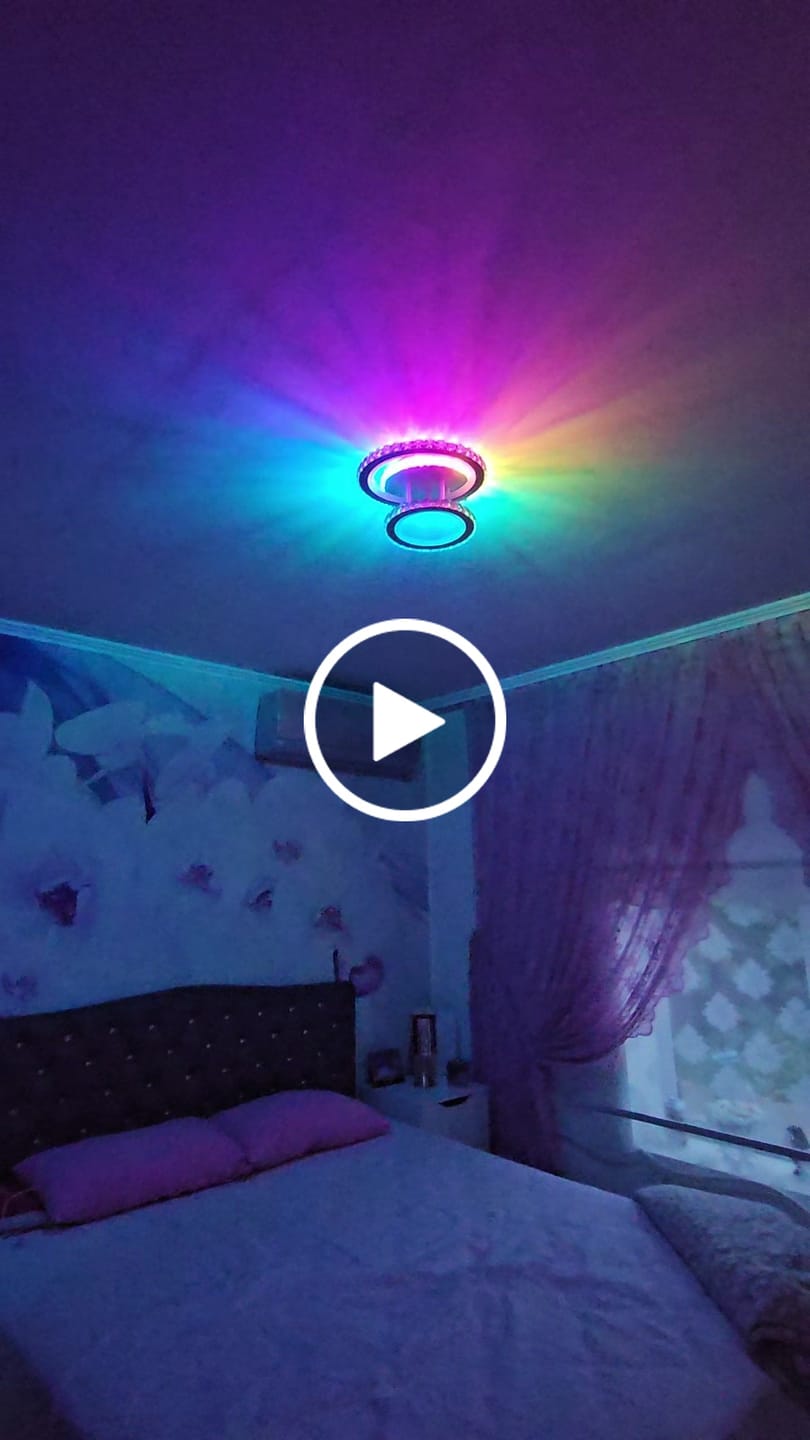Customer video review of LED осветително тяло 1+1 Circle RGB Бял Кристал Еквивалент 300W Дистанционно