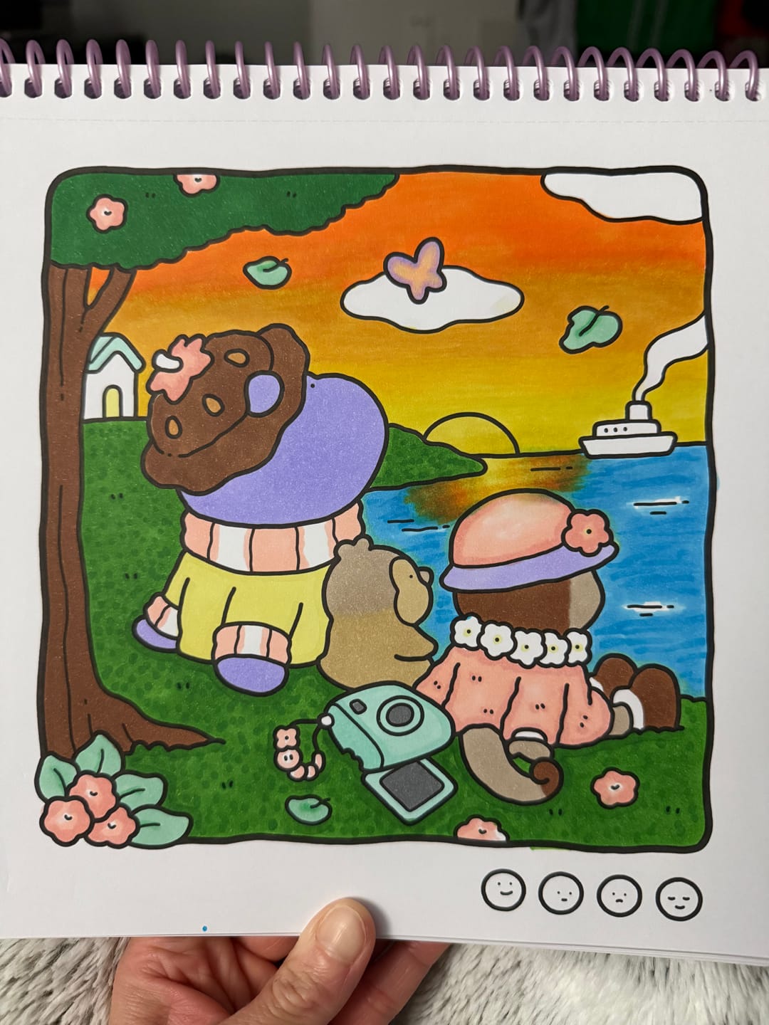 Customer photo review of Ohuhu x Coco Wyo Cozy Mood Coloring Kit, Honolulu B 48 Colors Alcohol Markers with Brush & Fine Dual Tips, Coloring Book with Mood Tracker Pages