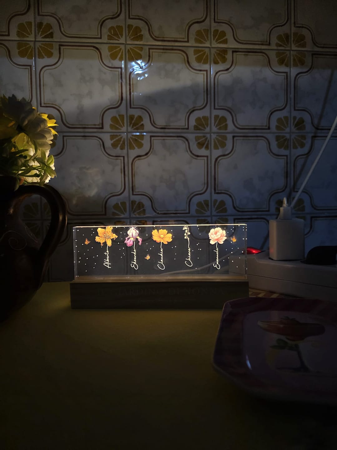 Customer photo review of lI giardino di Nonna - LED Supporto con fiori di nascita per Mamma e Nonna