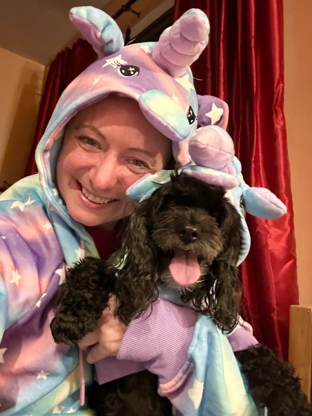 Customer photo review of Halloween Dog Hoodie - Unicorn