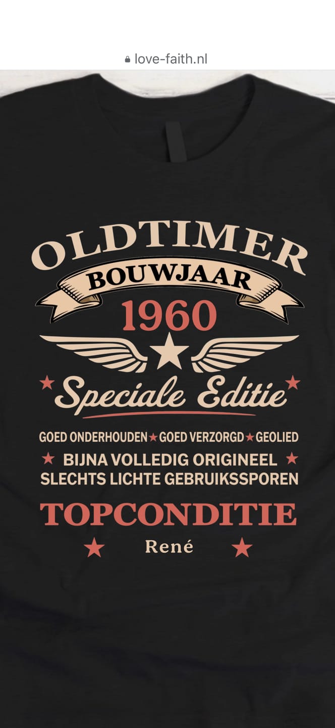 Customer photo review of Oldtimer - Gepersonaliseerd verjaardagsshirt met vintage design
