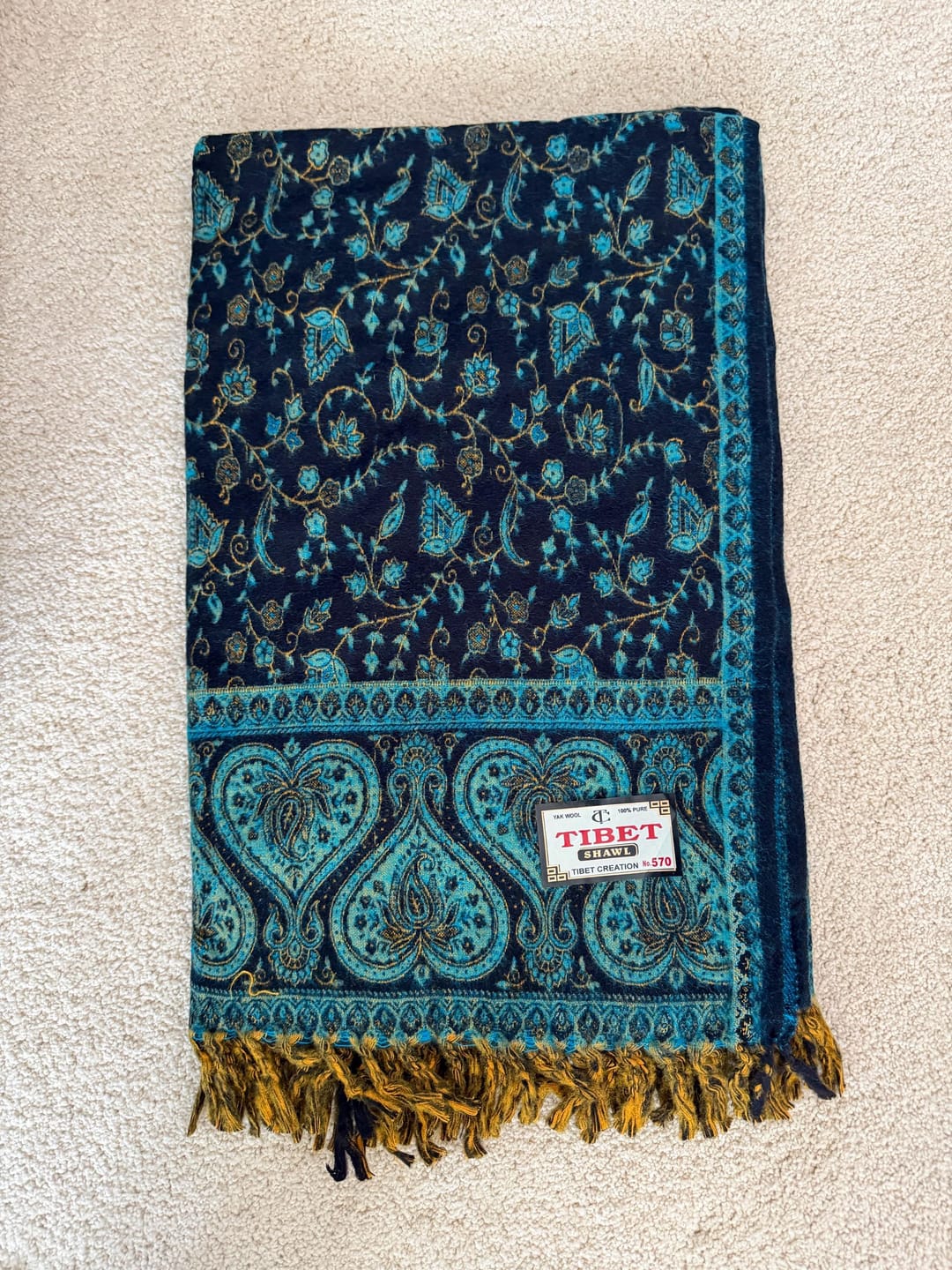 Customer photo review of Blue Sky Yak Wool Shawl Wrap – Handwoven Tibetan