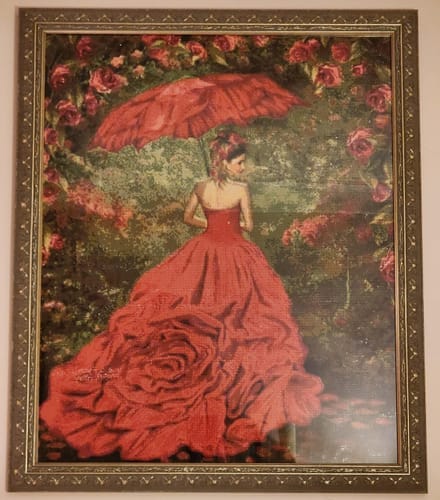 Customer photo review of Broderie Diamant - Femme à la Robe rouge