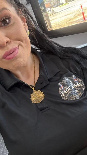 Customer photo review of Custom Logo Engraved Photo Pendant Necklace
