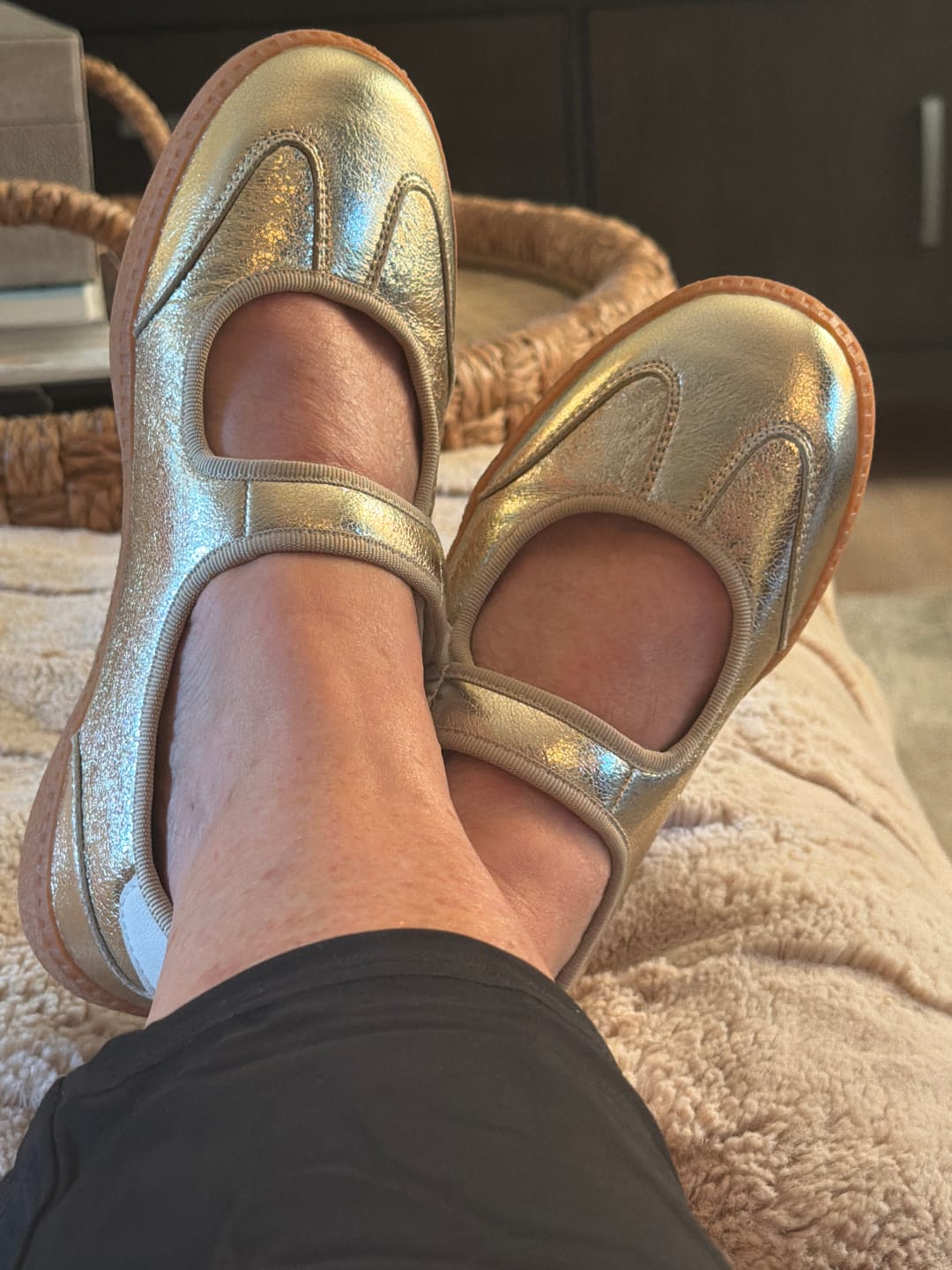 Customer photo review of Corky's Gold Calm Down Sneakers