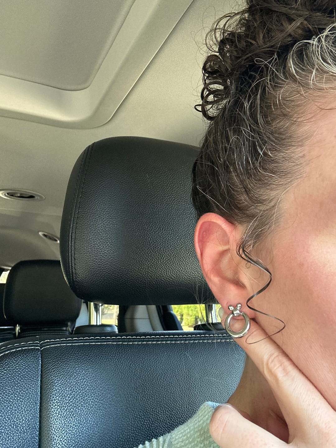 Customer photo review of Mini Leader of the Club Earrings