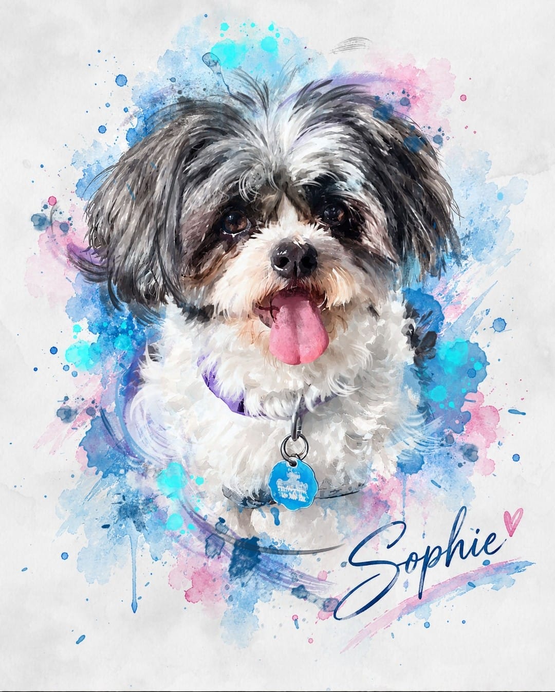Customer photo review of Watercolor Pet Portrait Canvas - Wild Pastel
