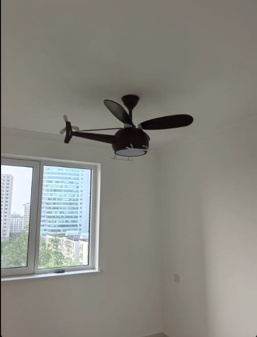 Customer photo review of Helicopter Ceiling Fan with Light, Wood Grain Finish, 70 cm