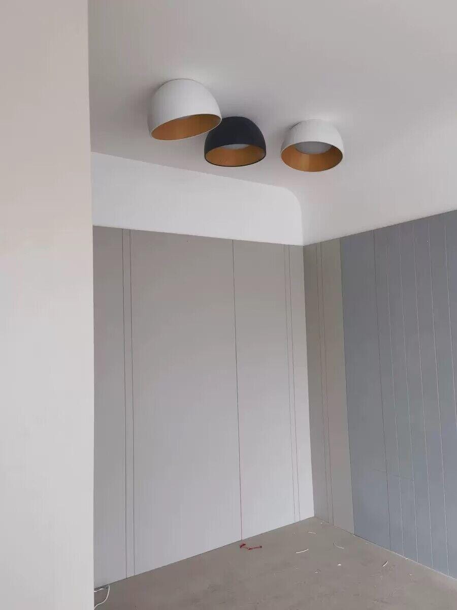 Customer photo review of Dome Ceiling Light, Black or White Metal, Oak Interior