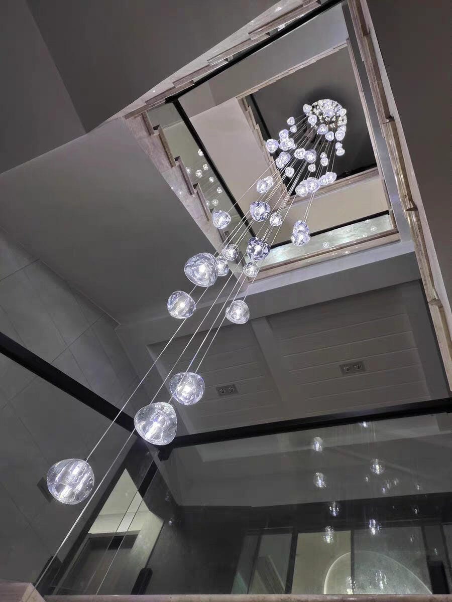 Customer photo review of Crystal Sphere Pendant Light, Clear or Amber Heads, 150 cm Drop