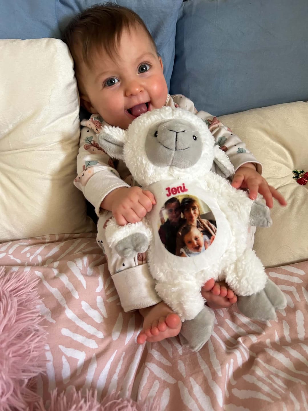 Customer photo review of Design a Personalised Lamb Teddy – Add Your Photo, Name or Message
