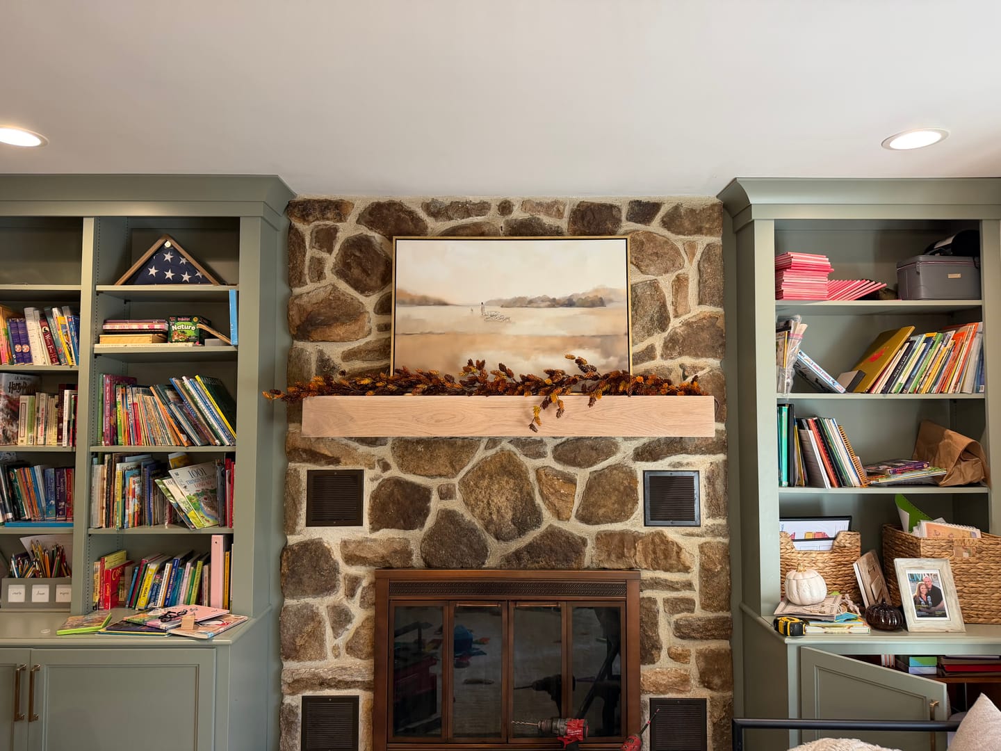 Customer photo review of White Oak Hardwood Fireplace Mantel