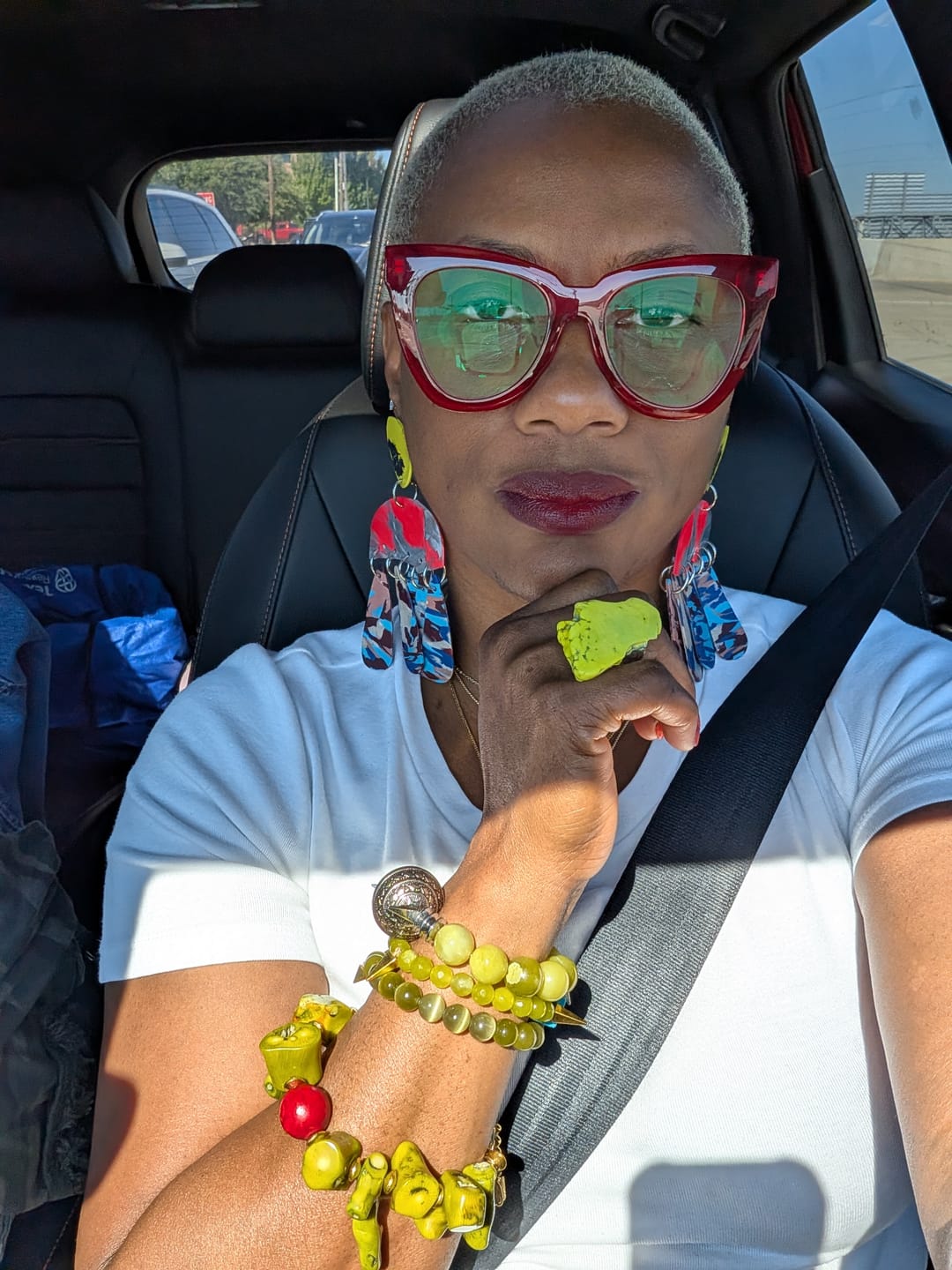 Customer photo review of Natural Variscite Stone Statement Ring - 11 Colorways