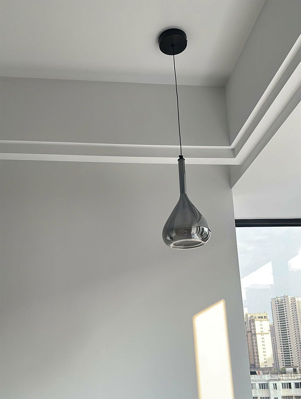 Customer photo review of Glass Pendant Light, Polished Gold Frame, 20 cm Shade