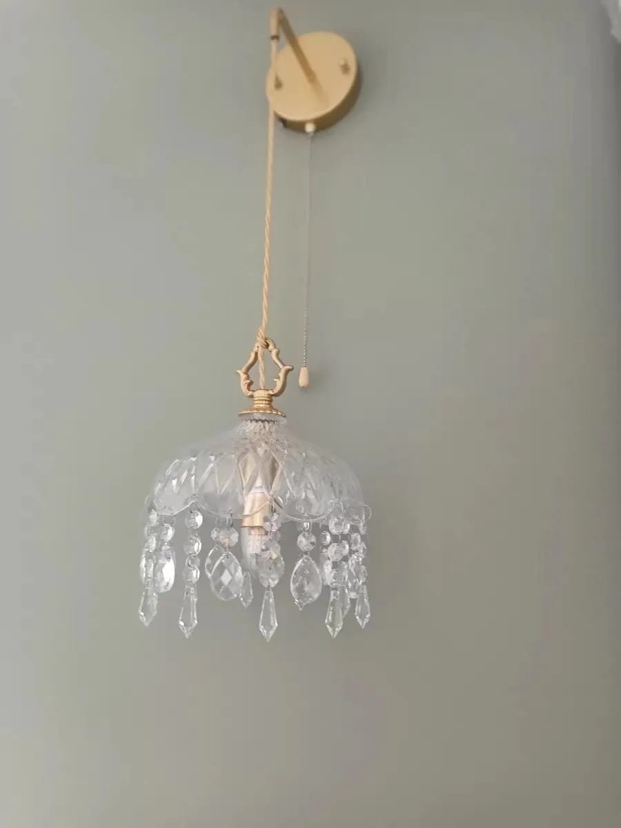 Customer photo review of Gold Wall Light, Retro Crystal Decor, Copper Body, Wall Sconce