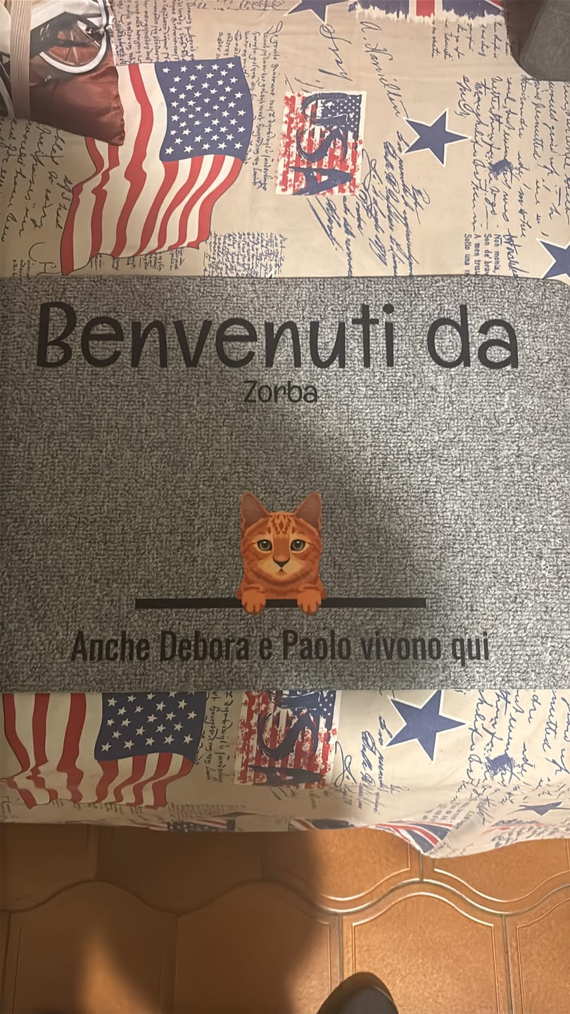 Customer photo review of Tutti i miei amici pelosi - Zerbino personalizzato