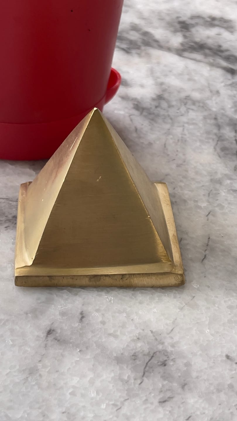 Customer photo review of Solid Brass Pyramid Vastu Remedy for North West Direction Balance, Health, Wealth and Positive Energy Support for Entrance, Kitchen and Home Spaces | 7.6 cm | 600 g