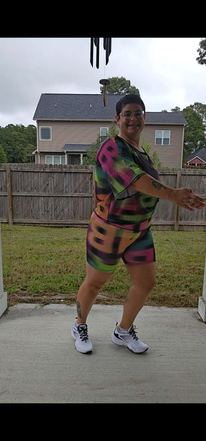 Customer photo review of Electric Feel Mesh Dolman Crop Top