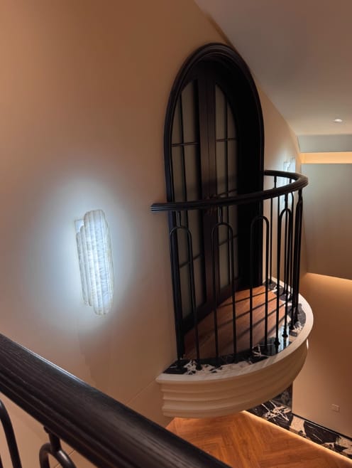 Customer photo review of Alabaster Wall Sconce, Stacked Discs, Wall Light, Integrated LED